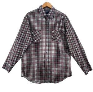 Vtg The Mens Shop Shirt Mens L Tall JC Penny Plaid Flannel Multicolor Button Up